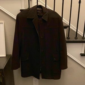 Cole Haan Wool Top (Pea) Coat Brown Size Medium